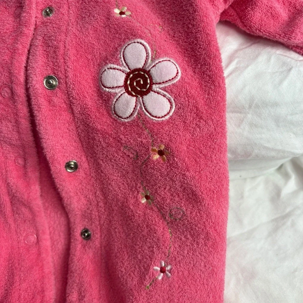 Vintage carters pink terry cloth baby footed sleeper onsie size 0-3